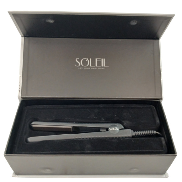 Soleil Mini Flat Iron Black Travel Ceramic Plates Hair Straightener Dual Voltage